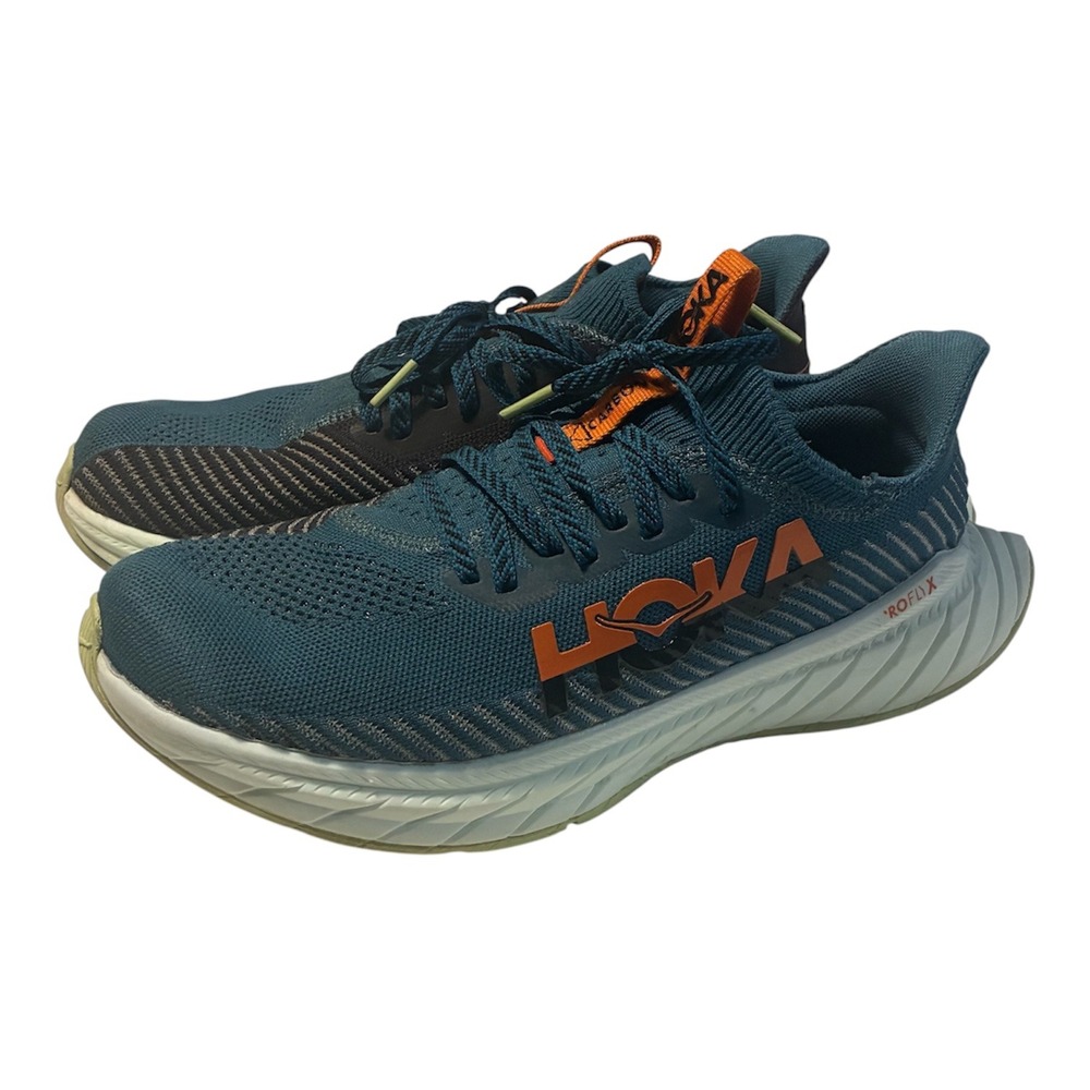Hoka Mens Blue Carbon X 3 Performance Road Running Shoes Sneakers 8.5